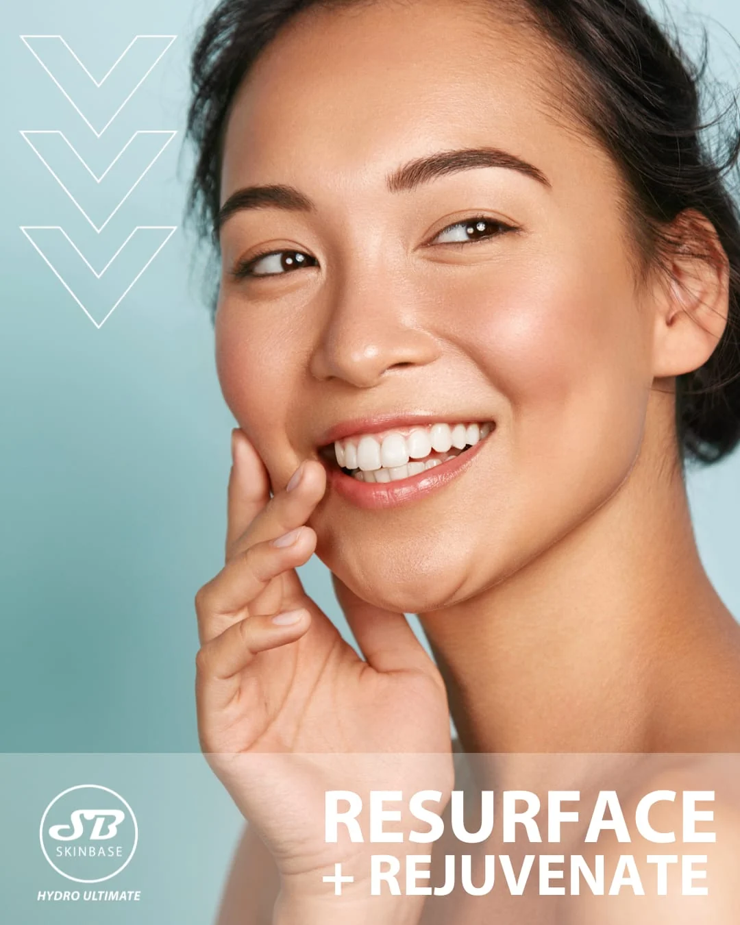 SkinBase Hydrofacial campaign showing smooth radiant skin
