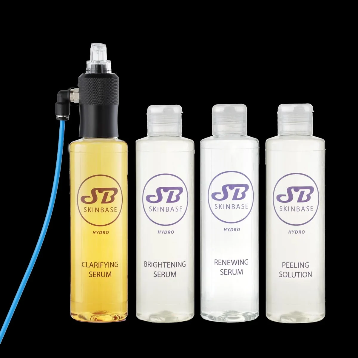 SkinBase Hydrofacial applicator with clarifying, brightening and renewing serums