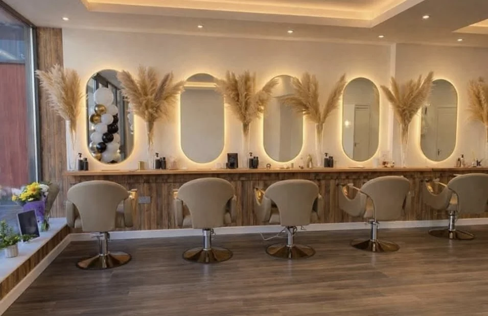 The elegant salon interior beside the Harris Palace clinic
